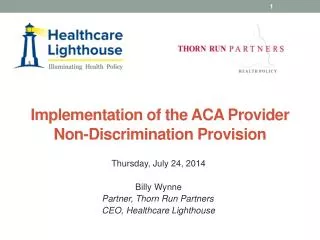 Implementation of the ACA Provider Non-Discrimination Provision