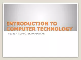 introduction to computer technology