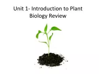 Unit 1- Introduction to Plant Biology Review
