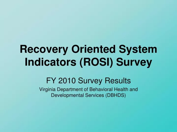 recovery oriented system indicators rosi survey