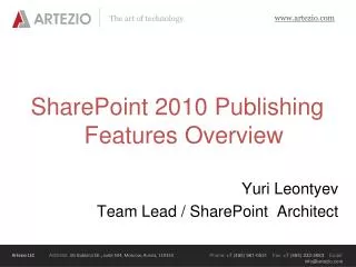 SharePoint 2010 Publishing Features Overview