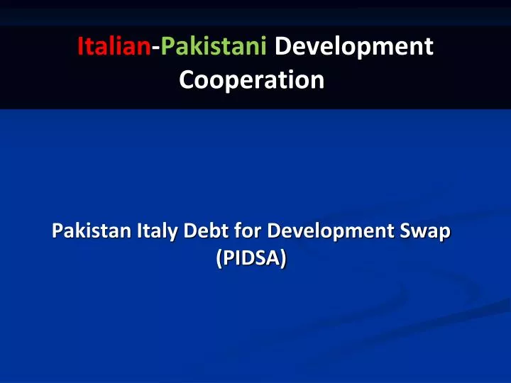 pakistan italy debt for development swap pidsa