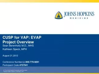 CUSP for VAP: EVAP Project Overview