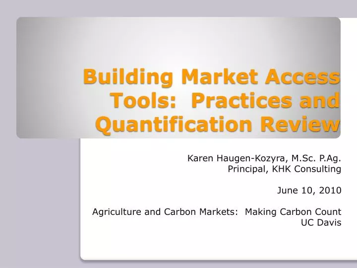 building market access tools practices and quantification review