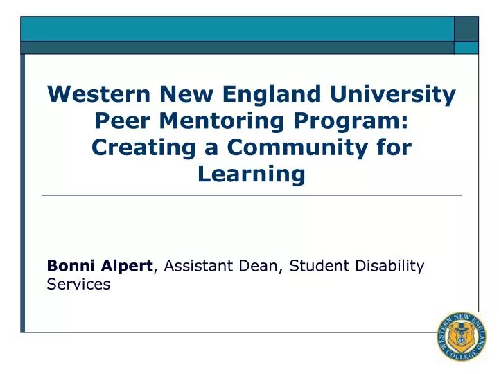 western new england university peer mentoring program creating a community for learning