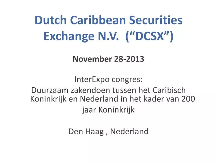 dutch caribbean securities exchange n v dcsx