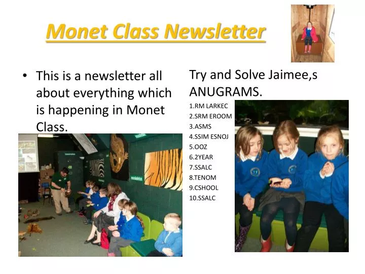 monet class newsletter