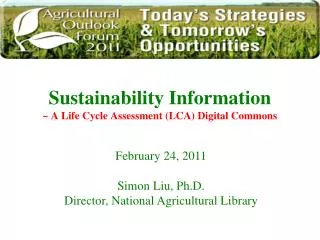 Sustainability Information ~ A Life Cycle Assessment (LCA) Digital Commons