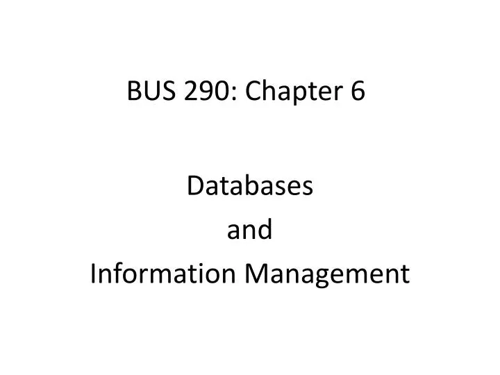 bus 290 chapter 6