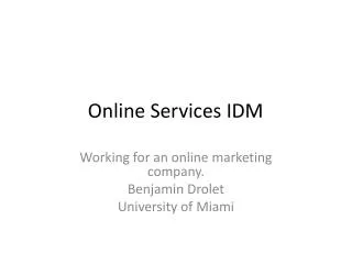 Online Services IDM
