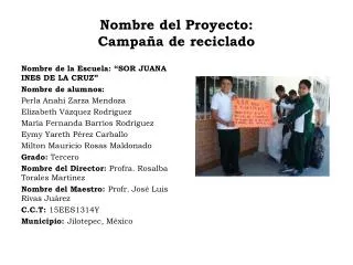 nombre del proyecto campa a de reciclado