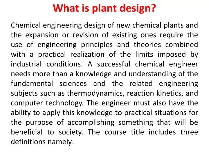 what is plant design