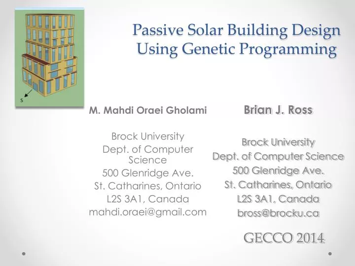 passive solar building design using genetic programming