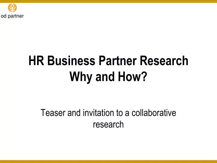 hr business partner research why and how