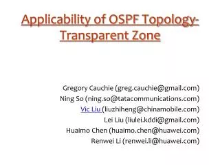 Applicability of OSPF Topology-Transparent Zone