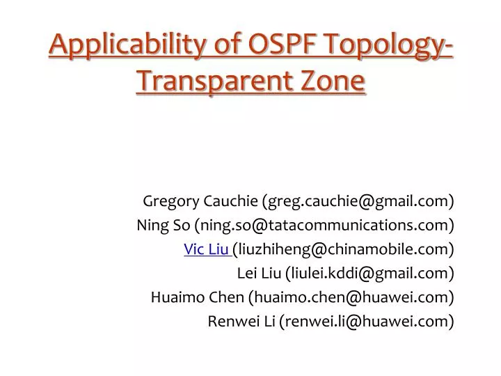 applicability of ospf topology transparent zone