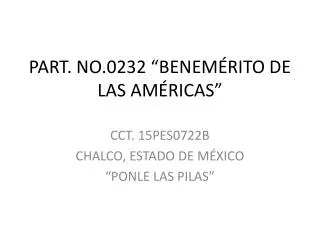 part no 0232 benem rito de las am ricas
