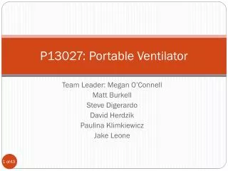 P13027: Portable Ventilator