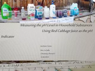 Measuring the pH Level in Household Substances 				 Using Red Cabbage Juice as the pH Indicator