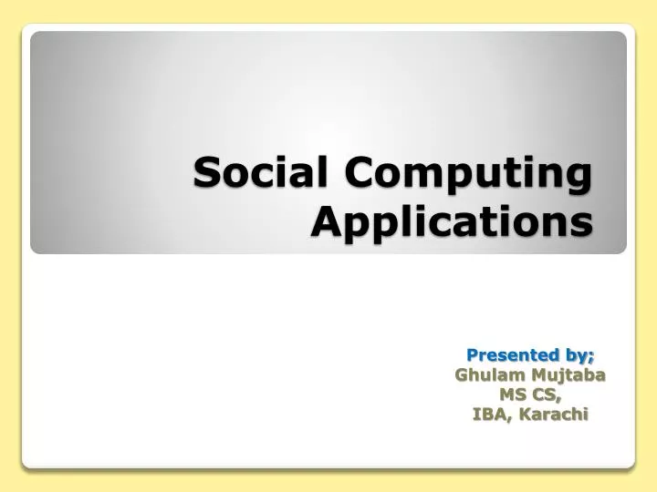 social computing applications
