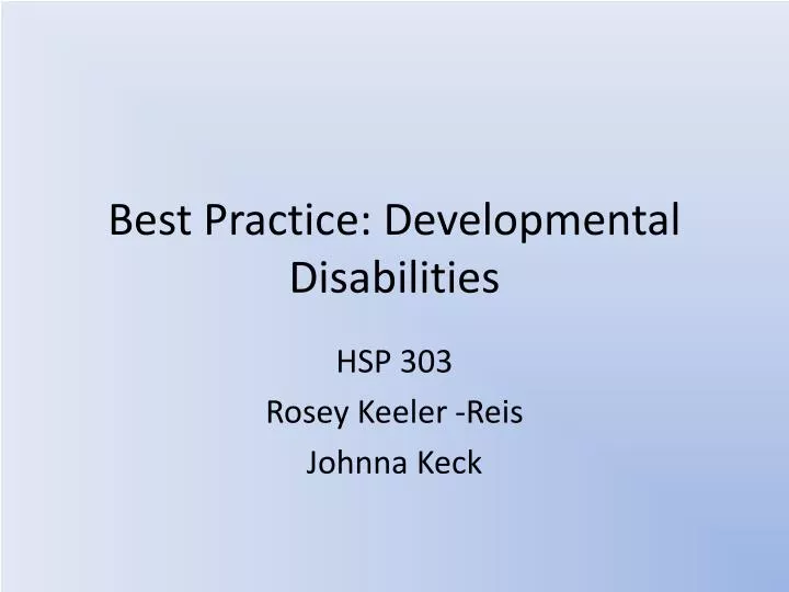 best practice developmental disabilities