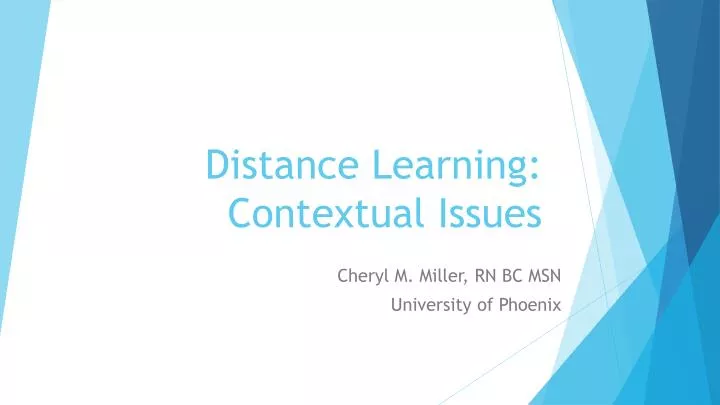 distance learning contextual issues