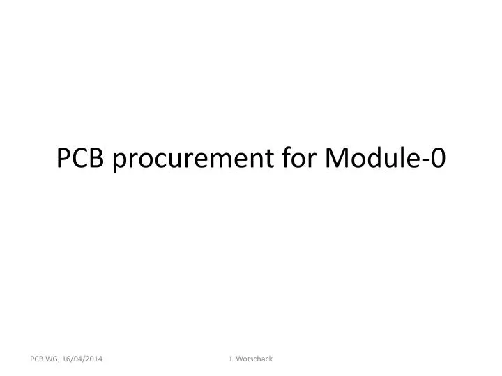 pcb procurement for module 0