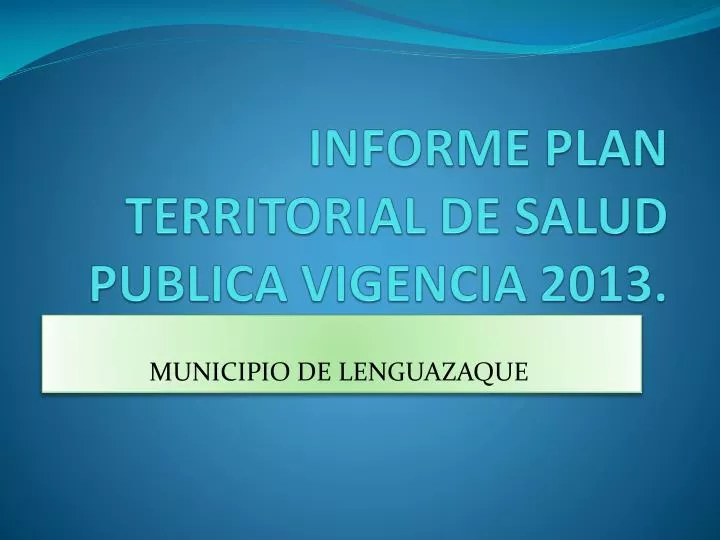 informe plan territorial de salud publica vigencia 2013