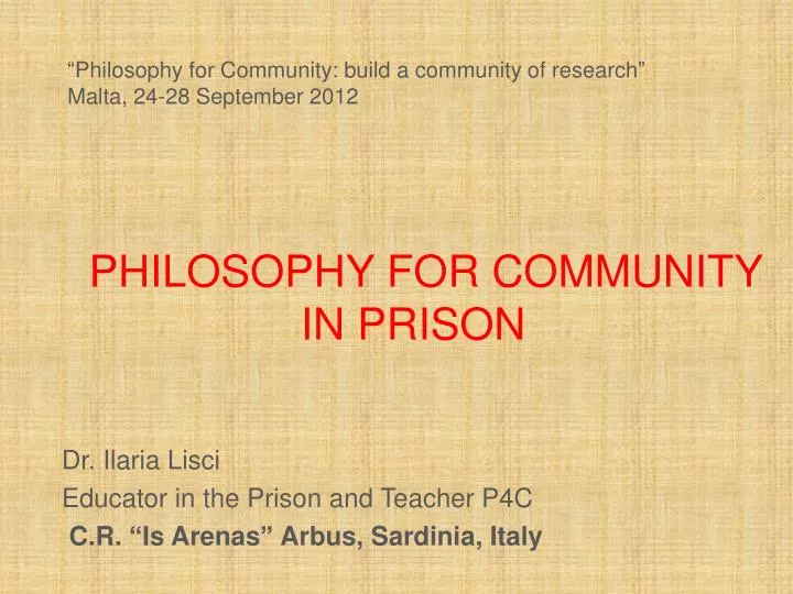 philosophy for community in prison