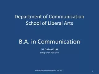 Department of Communication School of Liberal Arts