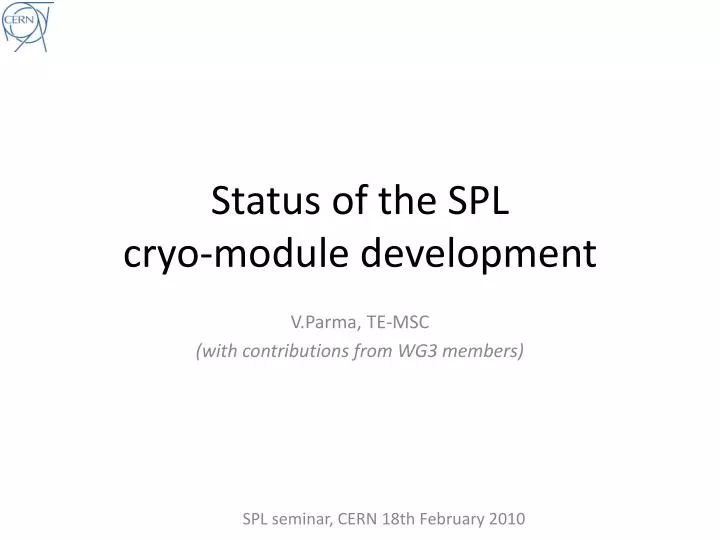 status of the spl cryo module development