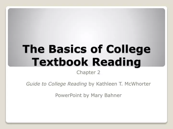 the basics of college textbook reading