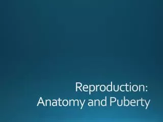 Reproduction: Anatomy and Puberty
