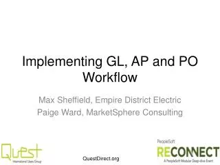 Implementing GL, AP and PO Workflow