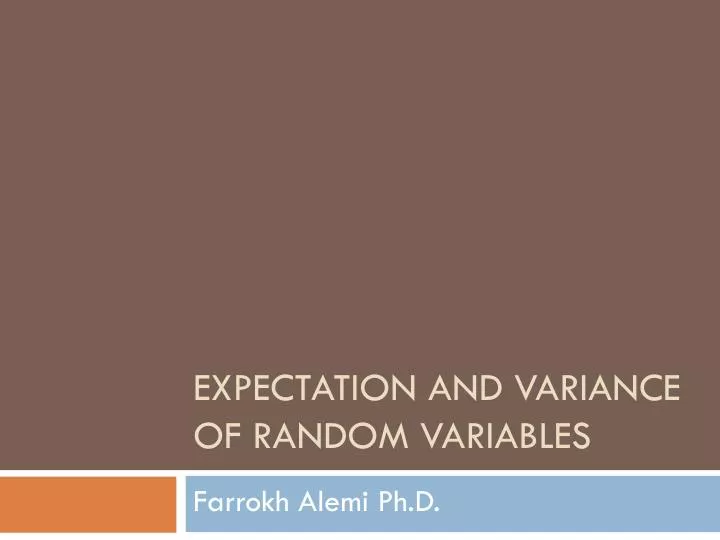 expectation and variance of random variables