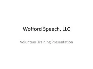 Wofford Speech, LLC