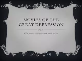Movies of the Great Depression
