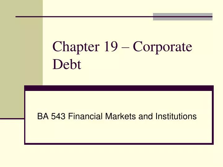 chapter 19 corporate debt