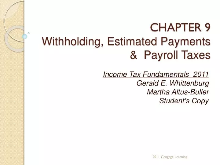 chapter 9 withholding estimated payments payroll taxes
