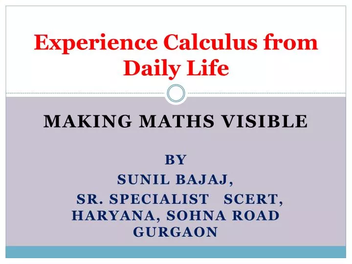 experience calculus from daily life