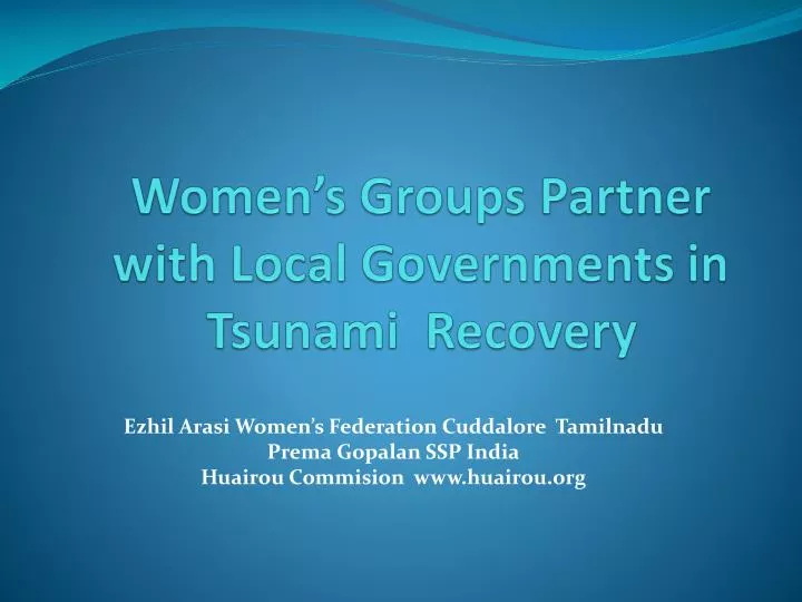 women s groups partner with local governments in tsunami recovery
