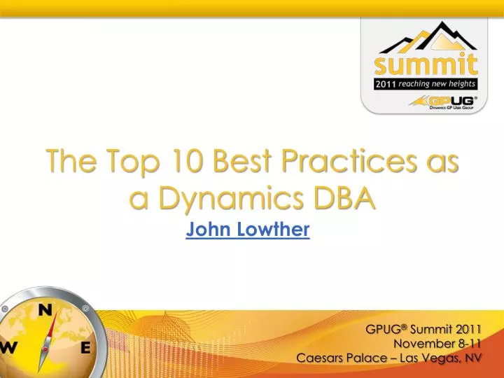 the top 10 best practices as a dynamics dba