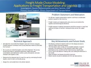 Freight Mode Choice Modeling: Applications to Freight Transportation and Logistics
