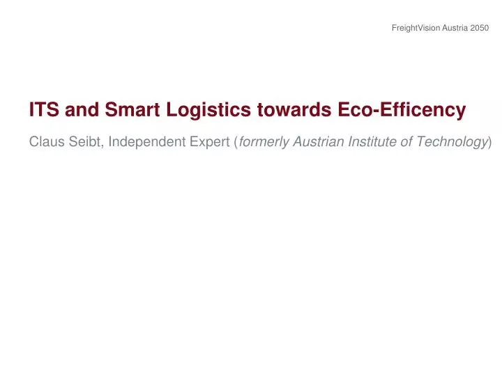 its and smart logistics towards eco efficency