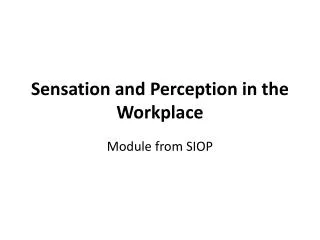 Sensation and Perception in the Workplace