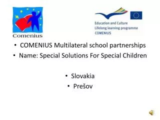 COMENIUS Multilateral school partnerships Name: Special Solutions For Special Children Slovakia
