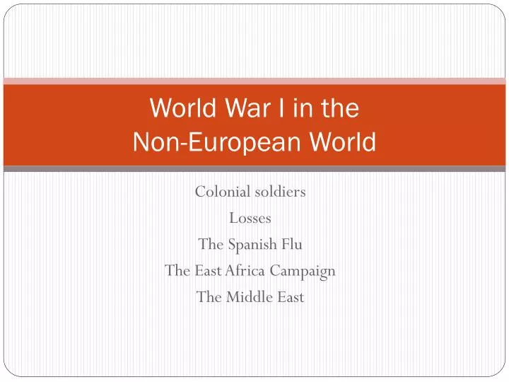 world war i in the non european world