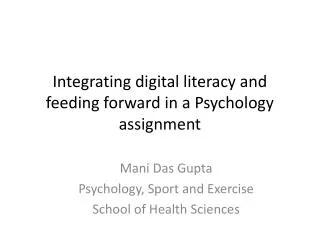 Integrating digital literacy and feeding forward in a Psychology assignment