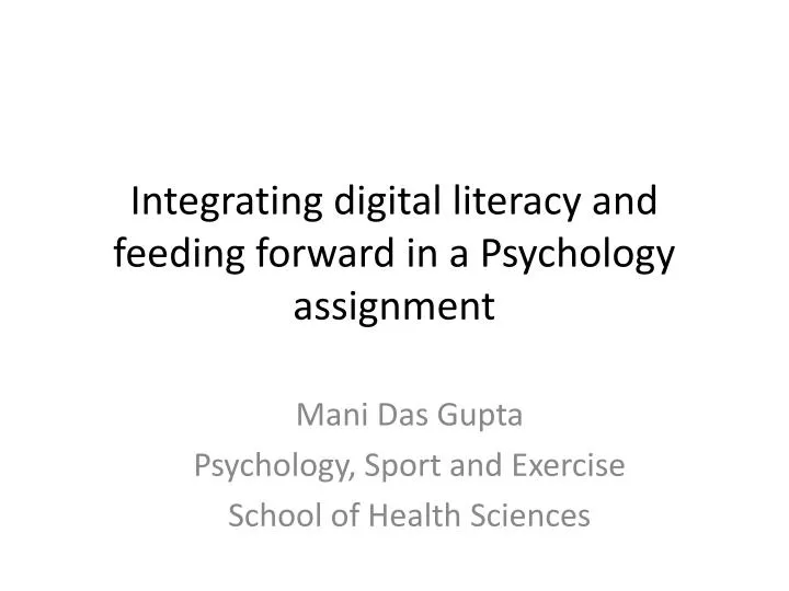 integrating digital literacy and feeding forward in a psychology assignment