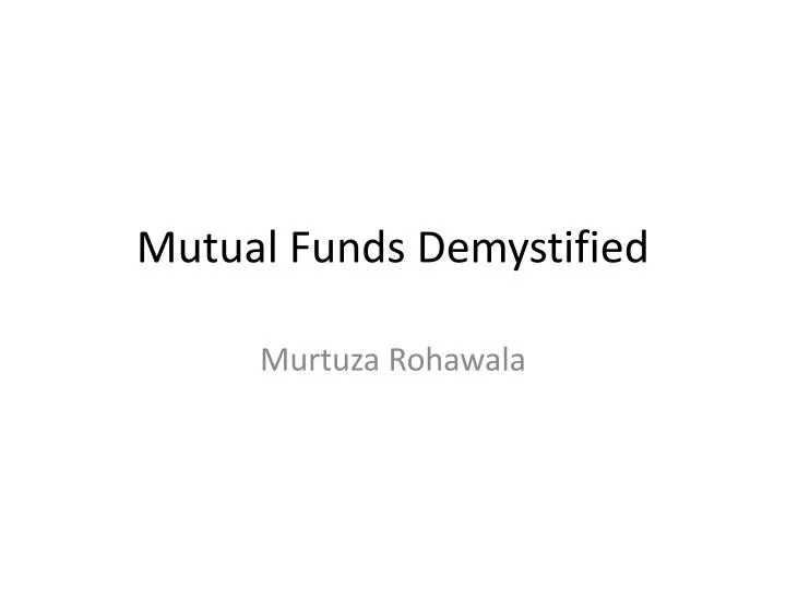 mutual funds demystified